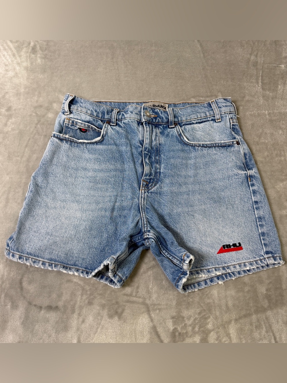 Zara Rhuigi Rhu Jean Shorts Raw Hem Blue Cotton Denim Women's 31